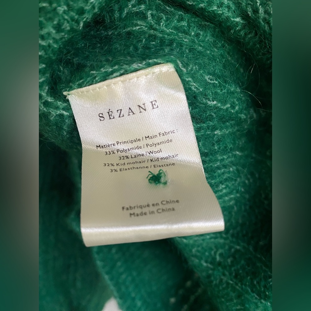 Sezane Women Alma Elegant Green Cable Knit Sweater - Picture 8 of 9